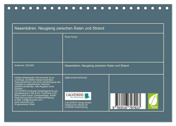 Produktbild: Nasenb&auml;ren. Neugierig zwischen &Auml;sten und Strand (Tischkalender 2027 DIN A5 quer), CALVENDO Monatskalender