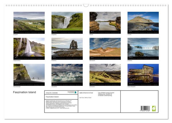 Produktbild: Faszination Island (Wandkalender 2026 DIN A2 quer), CALVENDO Monatskalender