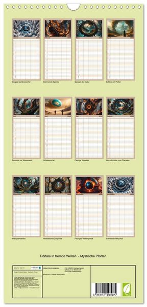 Produktbild: Familienplaner 2026 - Portale in fremde Welten - Mystische Pforten mit 5 Spalten (Wandkalender, 21 x 45 cm) CALVENDO