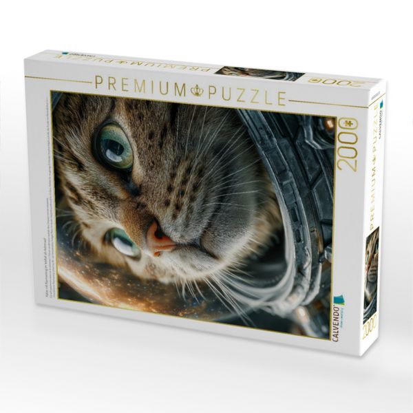 Produktbild: CALVENDO Puzzle Katze mit Raumanzug im Weltall als Astronaut | 2000 Teile Lege-Gr&ouml;&szlig;e 90x67cm Foto-Puzzle f&uuml;r gl&uuml;ckliche Stunden