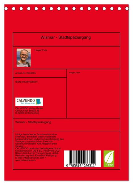 Produktbild: Wismar - Stadtspaziergang (Tischkalender 2026 DIN A5 hoch), CALVENDO Monatskalender