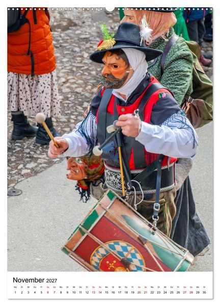 Produktbild: Gesichter, Holzlarven im Fasching von Mittenwald in Oberbayern (hochwertiger Premium Wandkalender 2027 DIN A2 hoch), Kunstdruck in Hochglanz