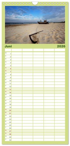 Produktbild: Familienplaner 2026 - Ostsee Sehnsucht mit 5 Spalten (Wandkalender, 21 x 45 cm) CALVENDO