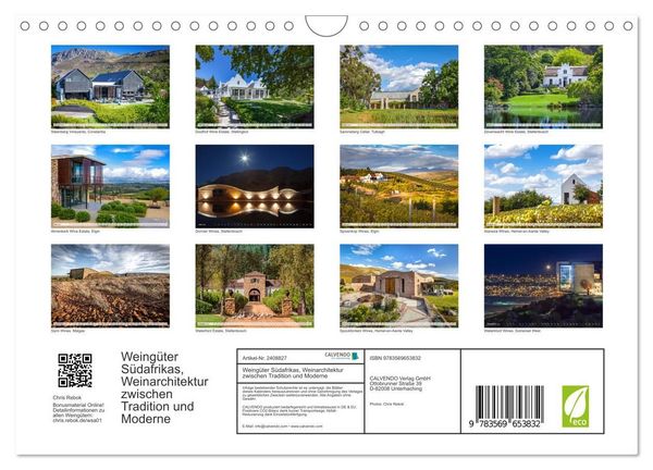 Produktbild: Weing&uuml;ter S&uuml;dafrikas, Weinarchitektur zwischen Tradition und Moderne (Wandkalender 2027 DIN A4 quer), CALVENDO Monatskalender