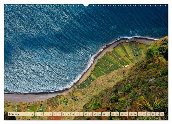 Produktbild: Madeira - blaues Wasser, gr&uuml;ne Berge, bunte Blumen (hochwertiger Premium Wandkalender 2026 DIN A2 quer), Kunstdruck in Hochglanz