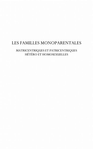 Produktbild: Les familles monoparentales - matricentriques et patricentri