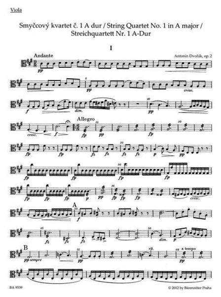 Produktbild: Dvor&aacute;k, A: Streichquartett Nr. 1 A-Dur op. 2 (Smyccov&yacute; kvart