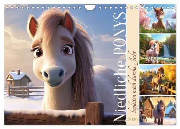 Niedliche Ponys (Wandkalender 2026 DIN A4 quer), CALVENDO Monatskalender
