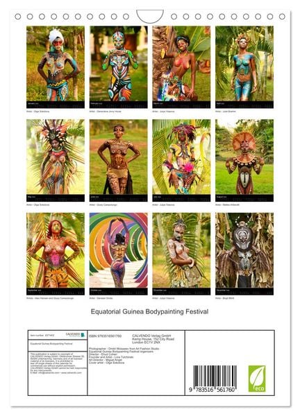 Produktbild: Equatorial Guinea Bodypainting Festival (Wall Calendar 2026 DIN A4 portrait), CALVENDO 12 Month Wall Calendar