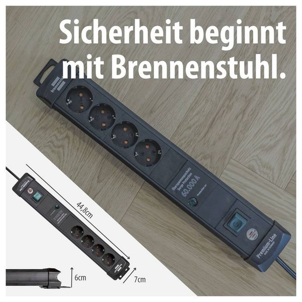 Produktbild: Brennenstuhl 1951140300 &Uuml;berspannungsschutz-Steckdosenleiste Schwarz Schutzkontakt 1 St.