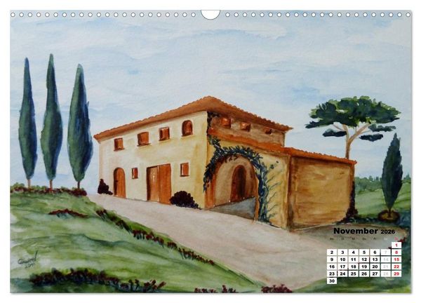 Produktbild: Toskana in Aquarell (Wandkalender 2026 DIN A3 quer), CALVENDO Monatskalender