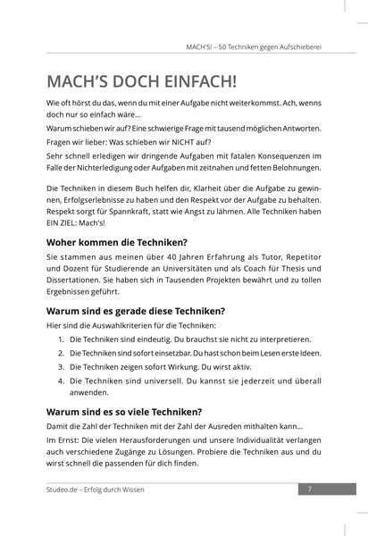 Produktbild: Mach's! &ndash; 50 Techniken gegen Aufschieberei