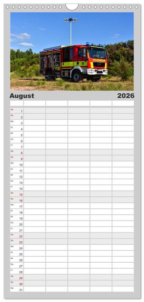 Produktbild: Familienplaner 2026 - Feuerwehrfahrzeuge mit 5 Spalten (Wandkalender, 21 x 45 cm) CALVENDO
