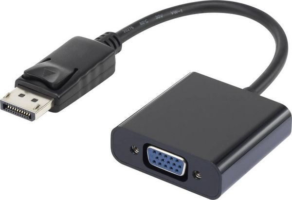 Produktbild: Renkforce RF-4212174 DisplayPort / VGA Adapter [1x DisplayPort Stecker - 1x VGA-Buchse] Schwarz vergoldete Steckkontakte 12.00 cm