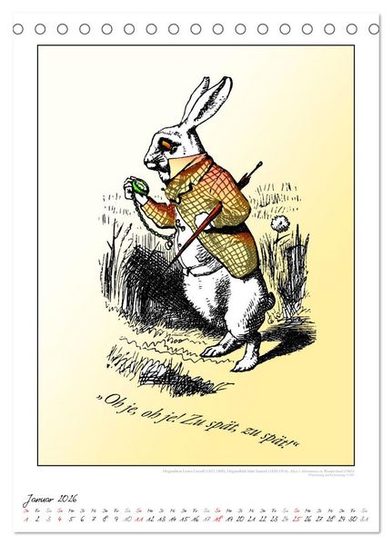 Produktbild: Alice im Wunderland - Weltliteraturkalender (Tischkalender 2026 DIN A5 hoch), CALVENDO Monatskalender