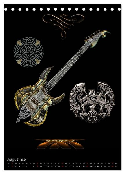 Produktbild: Heroische Gitarren (Tischkalender 2026 DIN A5 hoch), CALVENDO Monatskalender