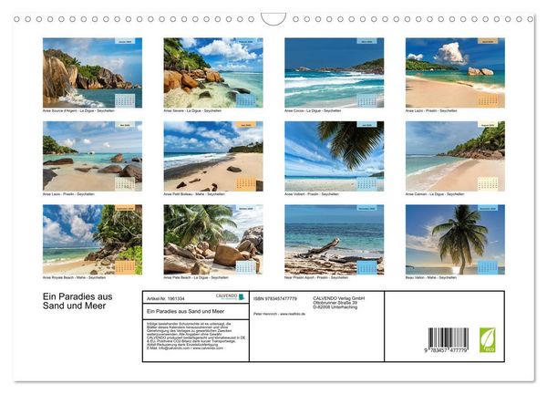Produktbild: Ein Paradies aus Sand und Meer (Wandkalender 2026 DIN A3 quer), CALVENDO Monatskalender