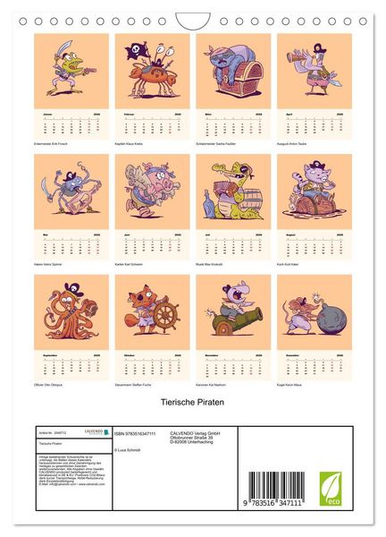 Produktbild: Tierische Piraten (Wandkalender 2026 DIN A4 hoch), CALVENDO Monatskalender