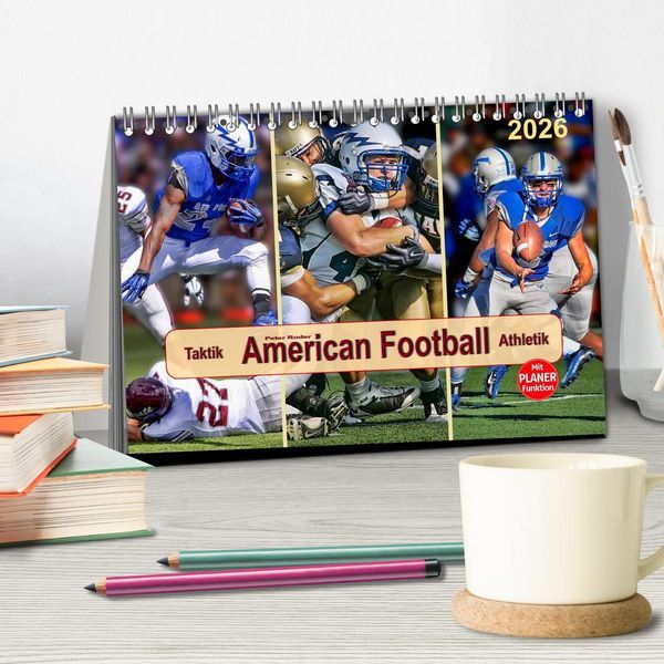 Produktbild: American Football - Taktik und Athletik (Tischkalender 2026 DIN A5 quer), CALVENDO Monatskalender