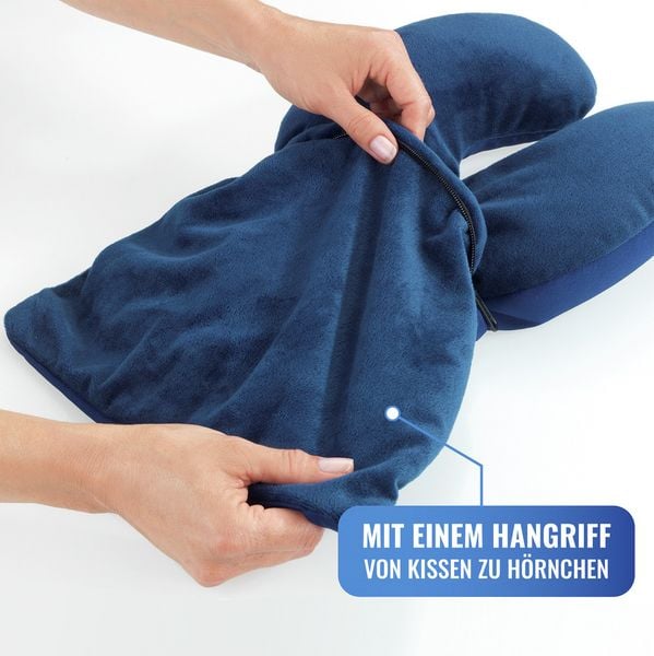 Produktbild: Reisekissen mit Nackenst&uuml;tze, komfortables 2-in-1 Reise-Kopfkissen mit st&uuml;tzendem Nackenh&ouml;rnchen