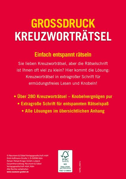 Produktbild: Gro&szlig;druck Kreuzwortr&auml;tsel &bull; Band 6 - &Uuml;ber 280 R&auml;tsel f&uuml;r Senioren & Erwachsene