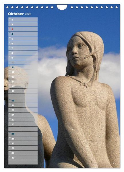 Produktbild: Skulpturen im Vigeland-Park Oslo (Wandkalender 2026 DIN A4 hoch), CALVENDO Monatskalender