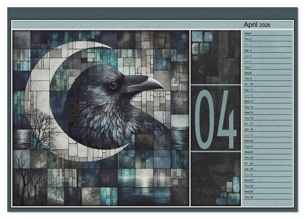 Produktbild: Crows. Shades of the Unseen. Art. (High Quality Premium Wall Calendar 2026 DIN A2 landscape),CALVENDO 12 Month Wall Calendar