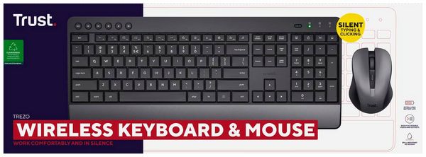 Produktbild: Trust Trezo Comfort Eco Funk Tastatur, Maus-Set Spritzwassergesch&uuml;tzt Deutsch, QWERTZ Schwarz