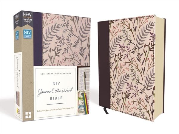 Produktbild: NIV, Journal the Word Bible, Cloth Over Board, Pink Floral, Red Letter Edition, Comfort Print