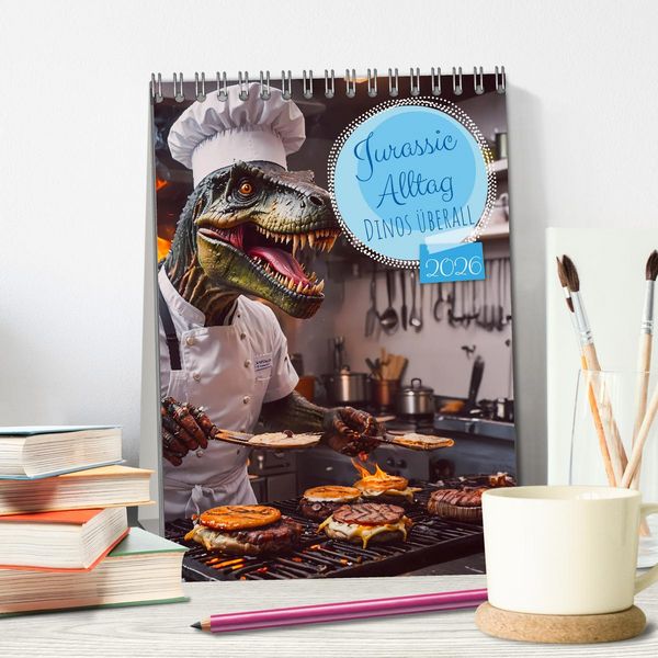 Produktbild: Jurassic Alltag - Dinos &uuml;berall (Tischkalender 2026 DIN A5 hoch), CALVENDO Monatskalender