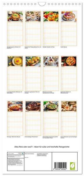Produktbild: Familienplaner 2026 - Alles Reis oder was?! - Ideen f&uuml;r s&uuml;&szlig;e und herzhafte Reisgerichte mit 5 Spalten (Wandkalender, 21 x 45 cm) CALVENDO