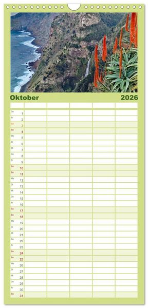 Produktbild: Familienplaner 2026 - Fr&uuml;hlingstraum Madeira mit 5 Spalten (Wandkalender, 21 x 45 cm) CALVENDO
