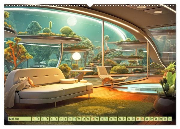 Produktbild: Futuristische moderne Behausungen (hochwertiger Premium Wandkalender 2026 DIN A2 quer), Kunstdruck in Hochglanz