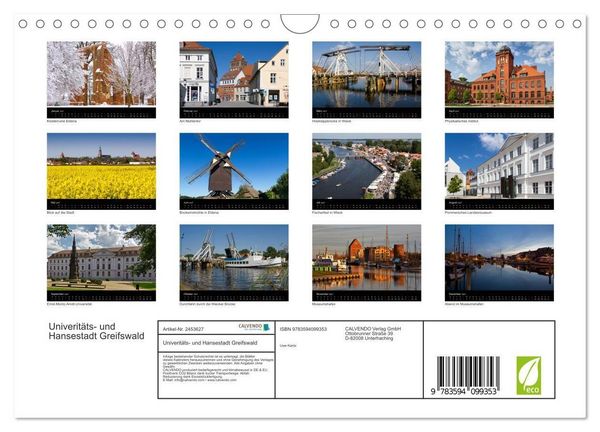 Produktbild: Univerit&auml;ts- und Hansestadt Greifswald (Wandkalender 2027 DIN A4 quer), CALVENDO Monatskalender