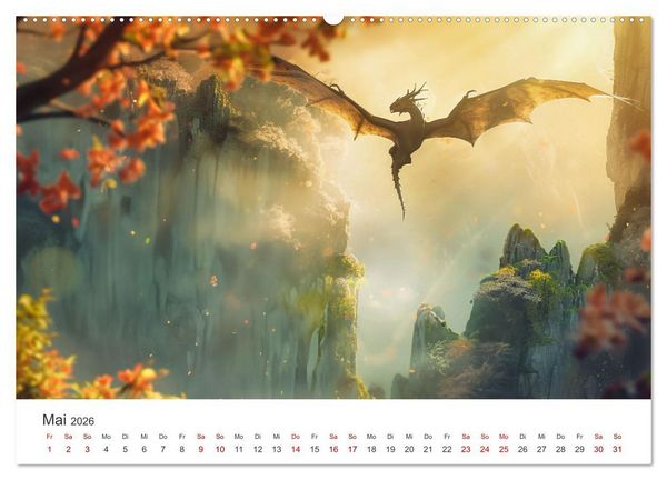 Produktbild: Das Jahr der Drachen (hochwertiger Premium Wandkalender 2026 DIN A2 quer), Kunstdruck in Hochglanz