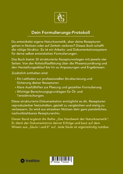 Produktbild: Naturkosmetik - Das Formel-Protokoll - S&auml;ule III - Rezepturen sichern