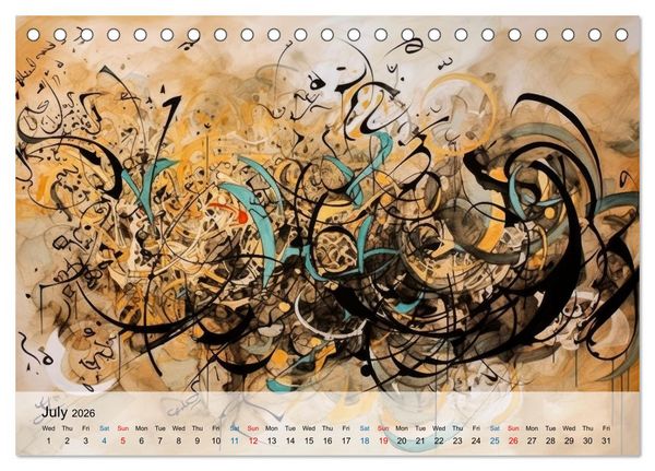 Produktbild: Arabic floating calligraphy as artwork (Desk Calendar 2026 DIN A5 landscape), CALVENDO 12 Month DeskCalendar