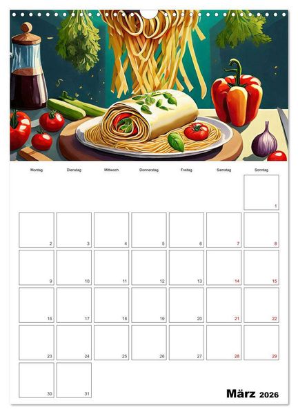 Produktbild: Nudelgerichte einmal anders serviert (Wandkalender 2026 DIN A3 hoch), CALVENDO Monatskalender