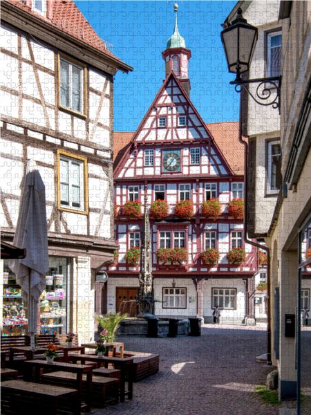 Produktbild: CALVENDO Puzzle Historische Altstadt Bad Urach mit Marktbrunnen | 1000 Teile Lege-Gr&ouml;&szlig;e 64x48cm Foto-Puzzle f&uuml;r gl&uuml;ckliche Stunden