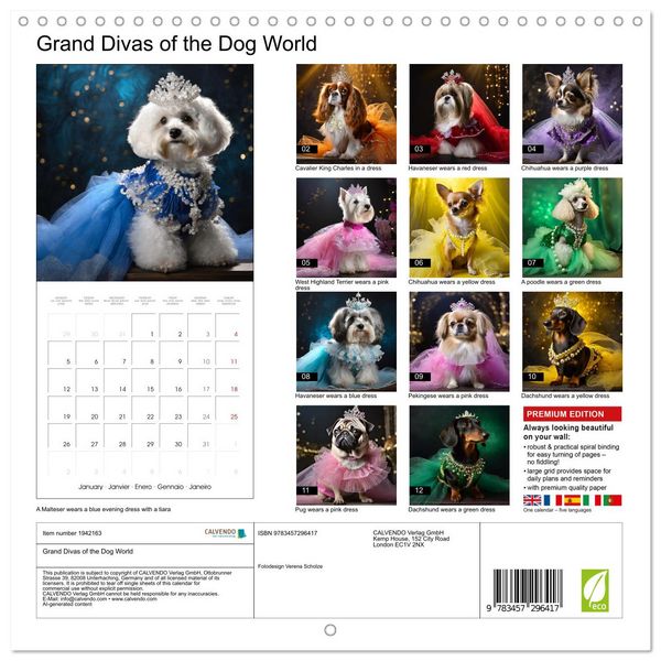 Produktbild: Grand Divas of the Dog World (Wall Calendar 2026 12 &times; 12 Inch) CALVENDO 12 Month Wall Calendar