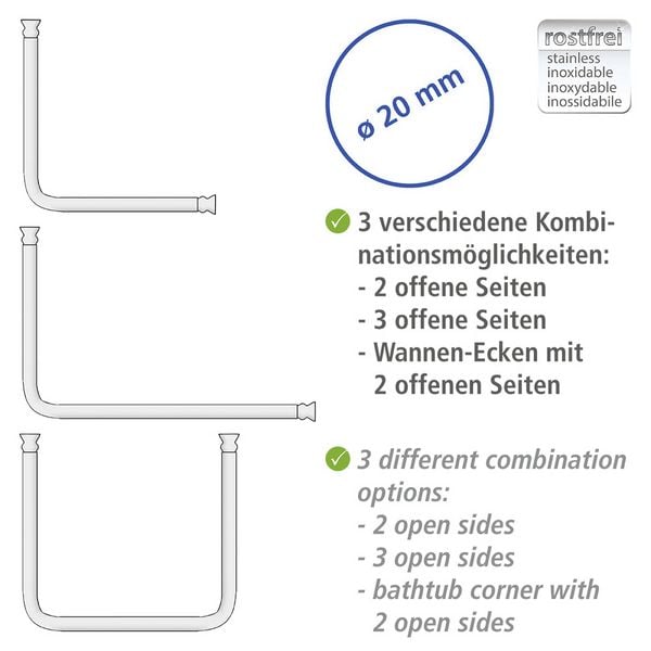 Produktbild: Winkelstange Universal Wei&szlig;, 20 mm