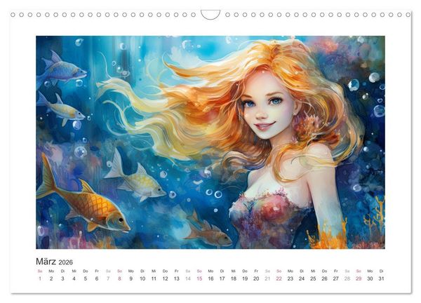 Produktbild: Liebliche Meerjungfrauen (Wandkalender 2026 DIN A3 quer), CALVENDO Monatskalender
