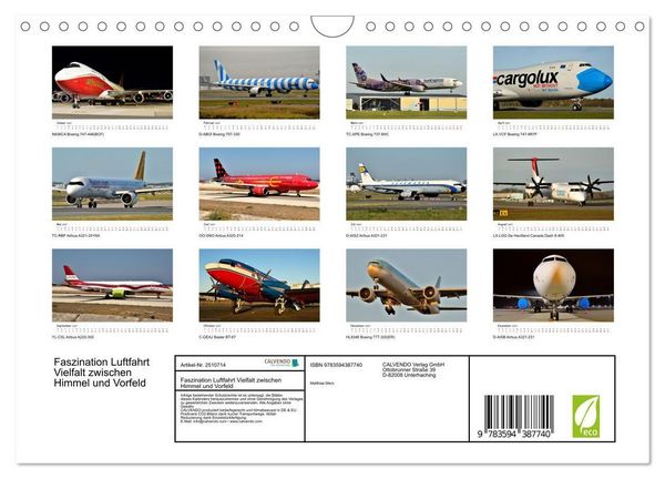 Produktbild: Faszination Luftfahrt Vielfalt zwischen Himmel und Vorfeld (Wandkalender 2027 DIN A4 quer), CALVENDO Monatskalender