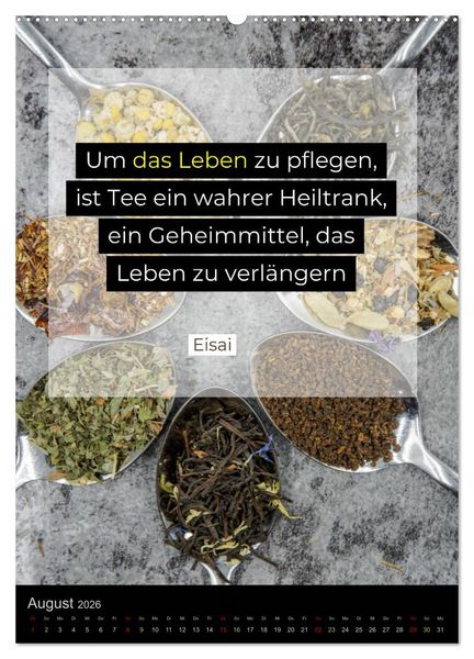 Produktbild: TEE Weisheiten und Zitate (Wandkalender 2026 DIN A2 hoch), CALVENDO Monatskalender