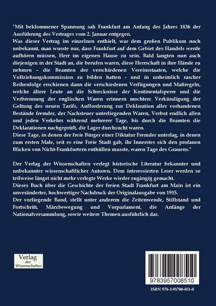 Produktbild: Geschichte der freien Stadt Frankfurt am Main