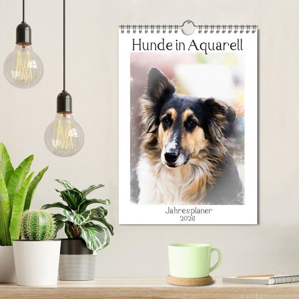 Produktbild: Hunde in Aquarell - Jahresplaner (Wandkalender 2026 DIN A4 hoch), CALVENDO Monatskalender
