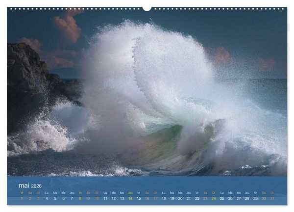Produktbild: Temp&ecirc;tes c&ocirc;ti&egrave;res - La puissance brute des vagues (Calendrier mural 2026 DIN A2 vertical) calendrier de bureau