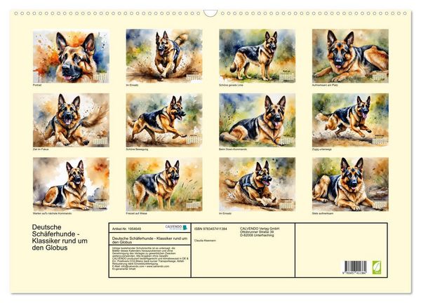 Produktbild: Deutsche Sch&auml;ferhunde - Klassiker rund um den Globus (Wandkalender 2026 DIN A2 quer), CALVENDO Monatskalender
