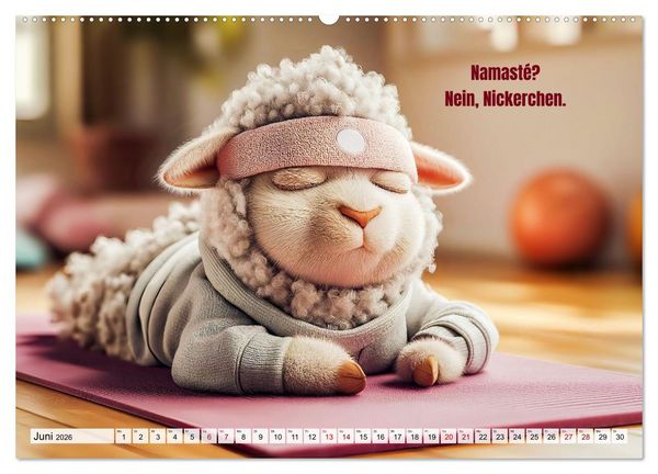 Produktbild: Schlaf gut, mein Schaf - Spruchkalender mit lustigen Schaf-Bildern (hochwertiger Premium Wandkalender 2026 DIN A2 quer), Kunstdruck in Hochglanz