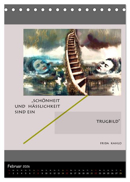 Produktbild: Frida Kahlo - Zitate im Dialog (Tischkalender 2026 DIN A5 hoch), CALVENDO Monatskalender